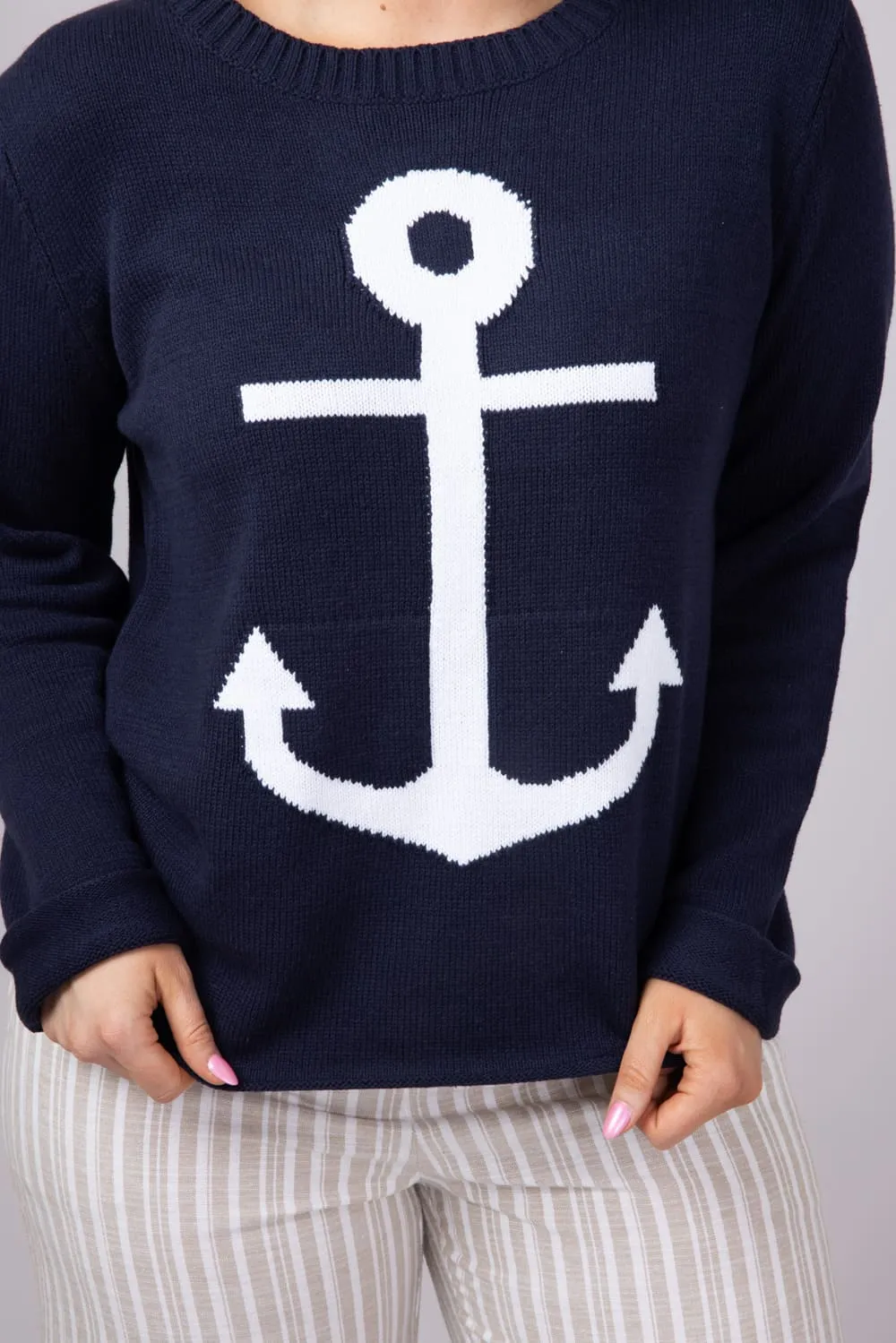 Miracle Anchor Lightweight Sweater for Women in Navy | F2112-NAVY sold by Glik’s product image thumbnail 4