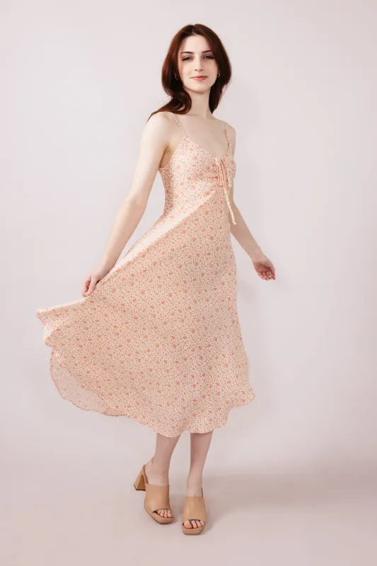 Floral Print Ruched Midi Dress for Women in Rose | D17412C2-ROSE sold by Glik’s