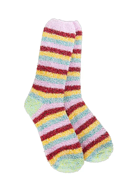 World's Softest Garden Cozy Stripe Crew Socks for Women in Pink | 76562 sold by Glik’s