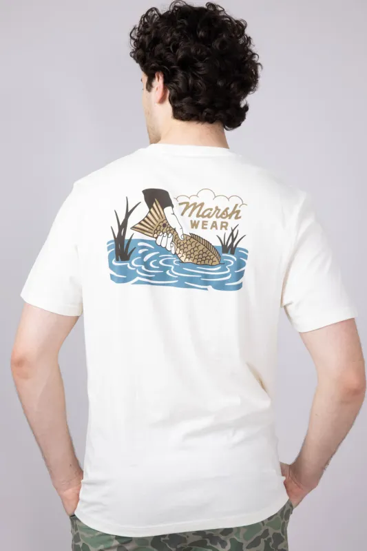 Marsh Wear Release Fish T-Shirt for Men in Vintage White | MWT1093-VWHT sold by Glik’s