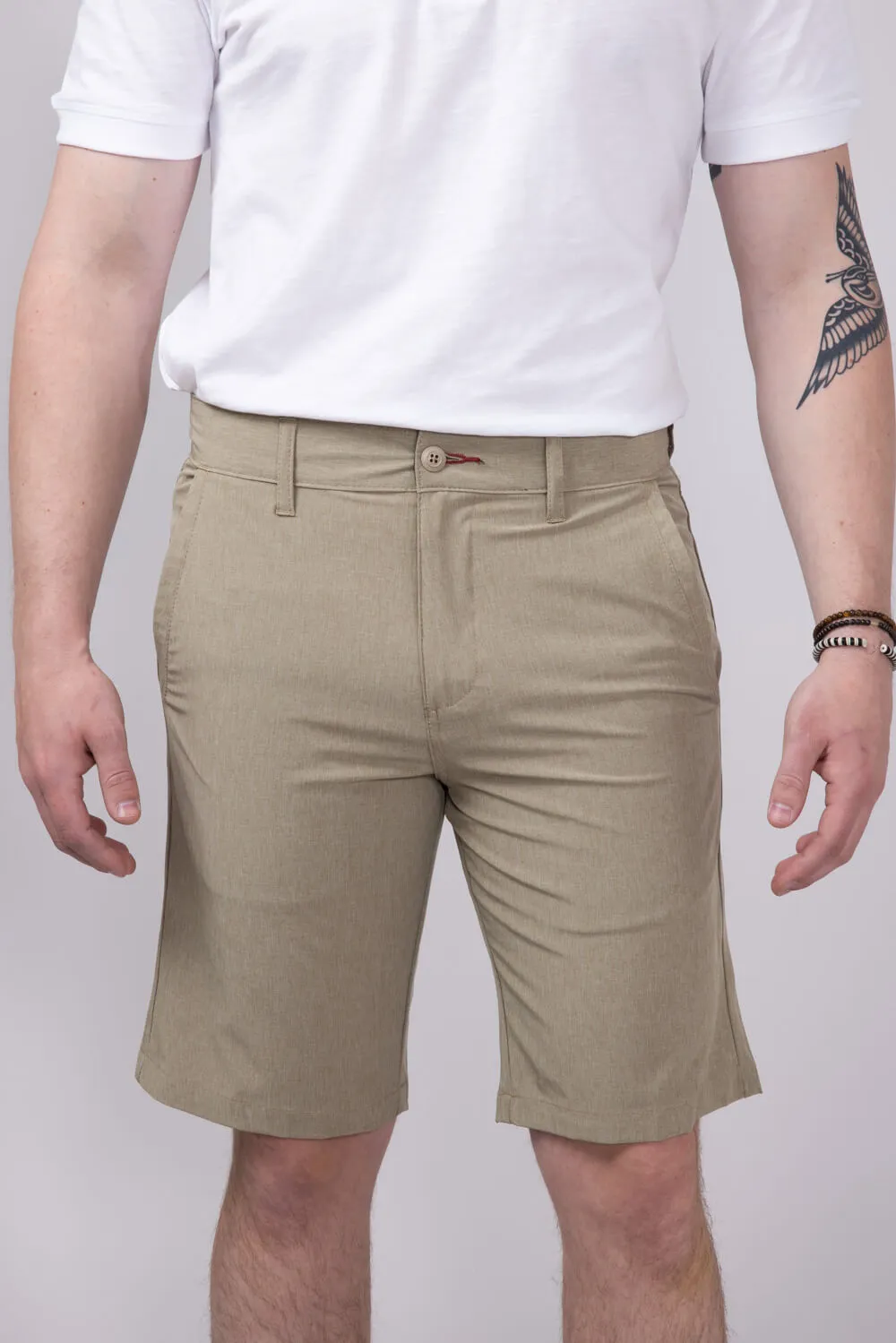 1897 Original Heather Hybrid Shorts for Men in Khaki | XR9821-GL-HKHAKI sold by Glik’s
