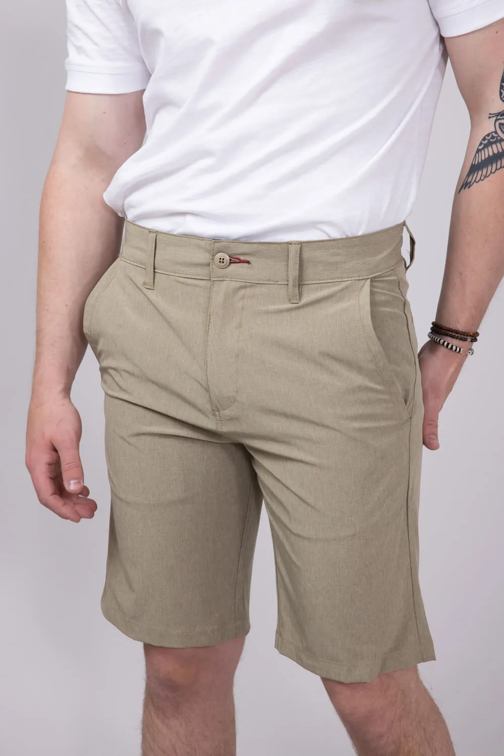 1897 Original Heather Hybrid Shorts for Men in Khaki | XR9821-GL-HKHAKI sold by Glik’s product image thumbnail 2