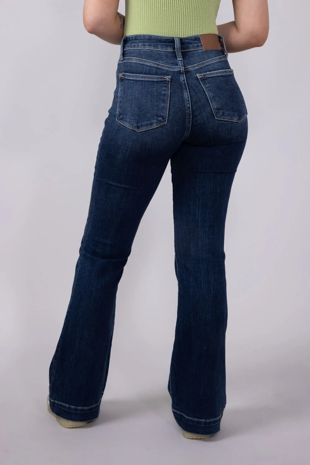 Judy Blue High Rise Dark Wash Trouser Flare Jeans for Women | 82637REG sold by Glik’s product image thumbnail 2