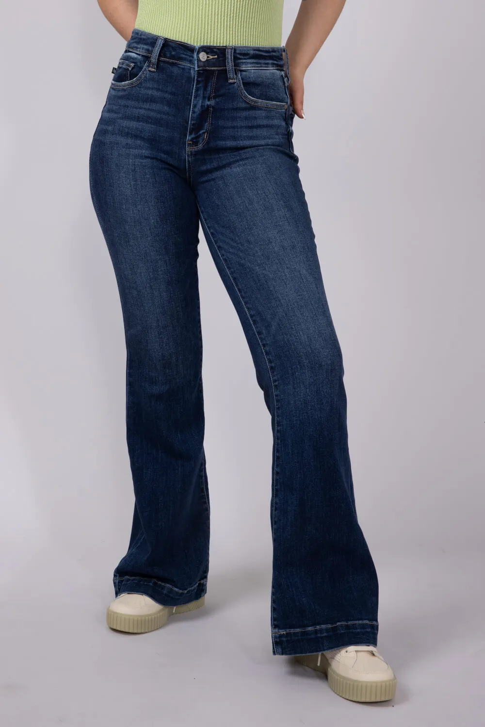 Judy Blue High Rise Dark Wash Trouser Flare Jeans for Women | 82637REG sold by Glik’s