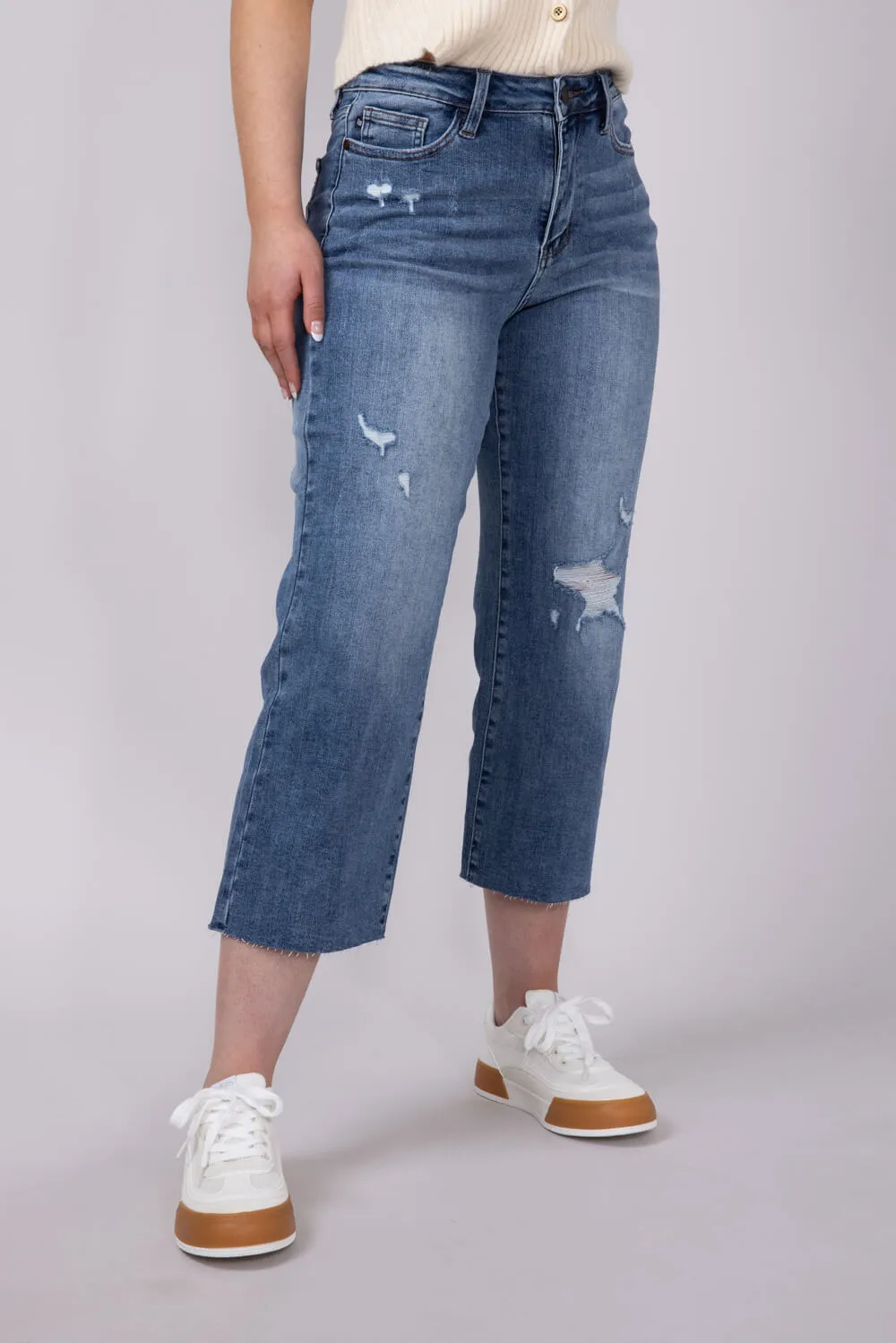 Judy Blue Raw Hem Crop Wide Leg Jeans for Women | 88475REG sold by Glik’s product image thumbnail 3