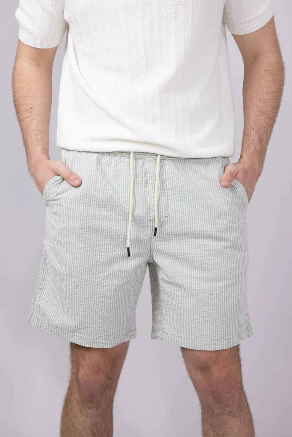Union Paloma Seersucker 8” Shorts for Men in Aloe | H181K2T-ALOE sold by Glik’s