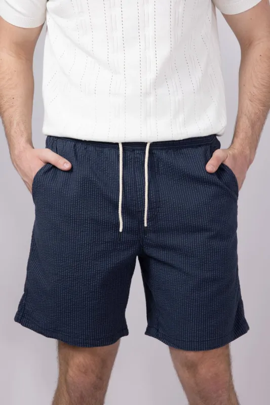 Union Paloma Seersucker 8” Shorts for Men in Navy | H181K2T-NAVY sold by Glik’s