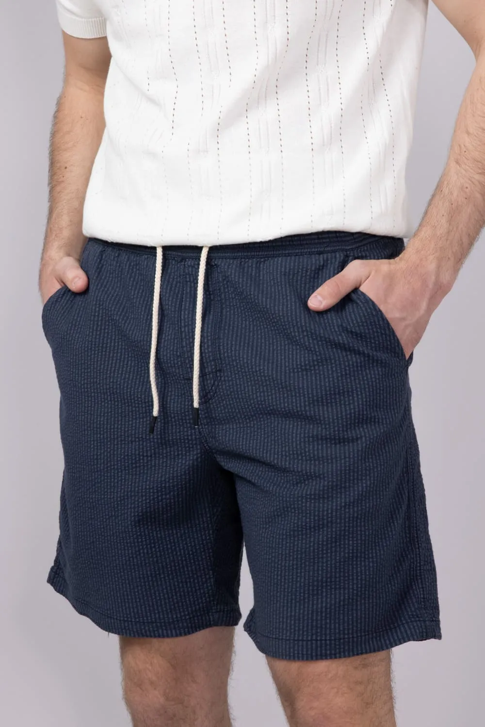 Union Paloma Seersucker 8” Shorts for Men in Navy | H181K2T-NAVY sold by Glik’s product image thumbnail 4