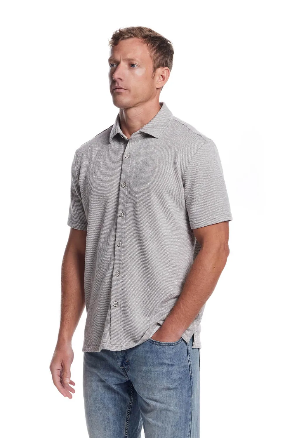 Weatherproof Vintage Twill Terry Knit Shirt for Men in Grey | S2531316GK-GREY sold by Glik’s product image thumbnail 3