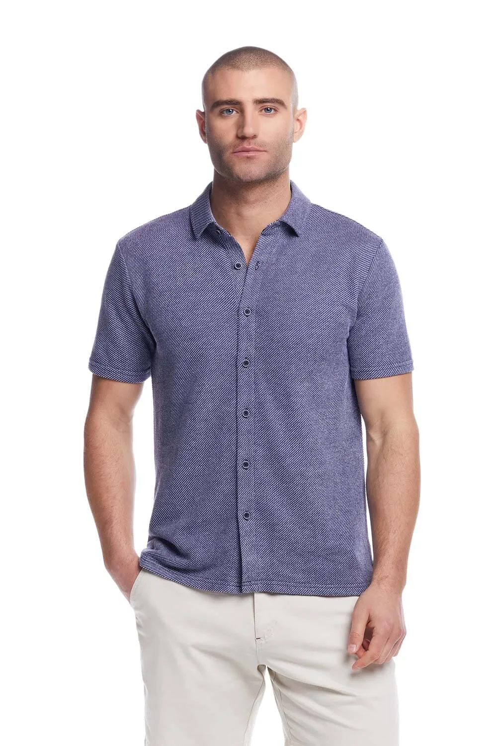 Weatherproof Vintage Twill Terry Knit Shirt for Men in Navy | S2531316GK-NAVAL ACADEMY sold by Glik’s product image thumbnail 3