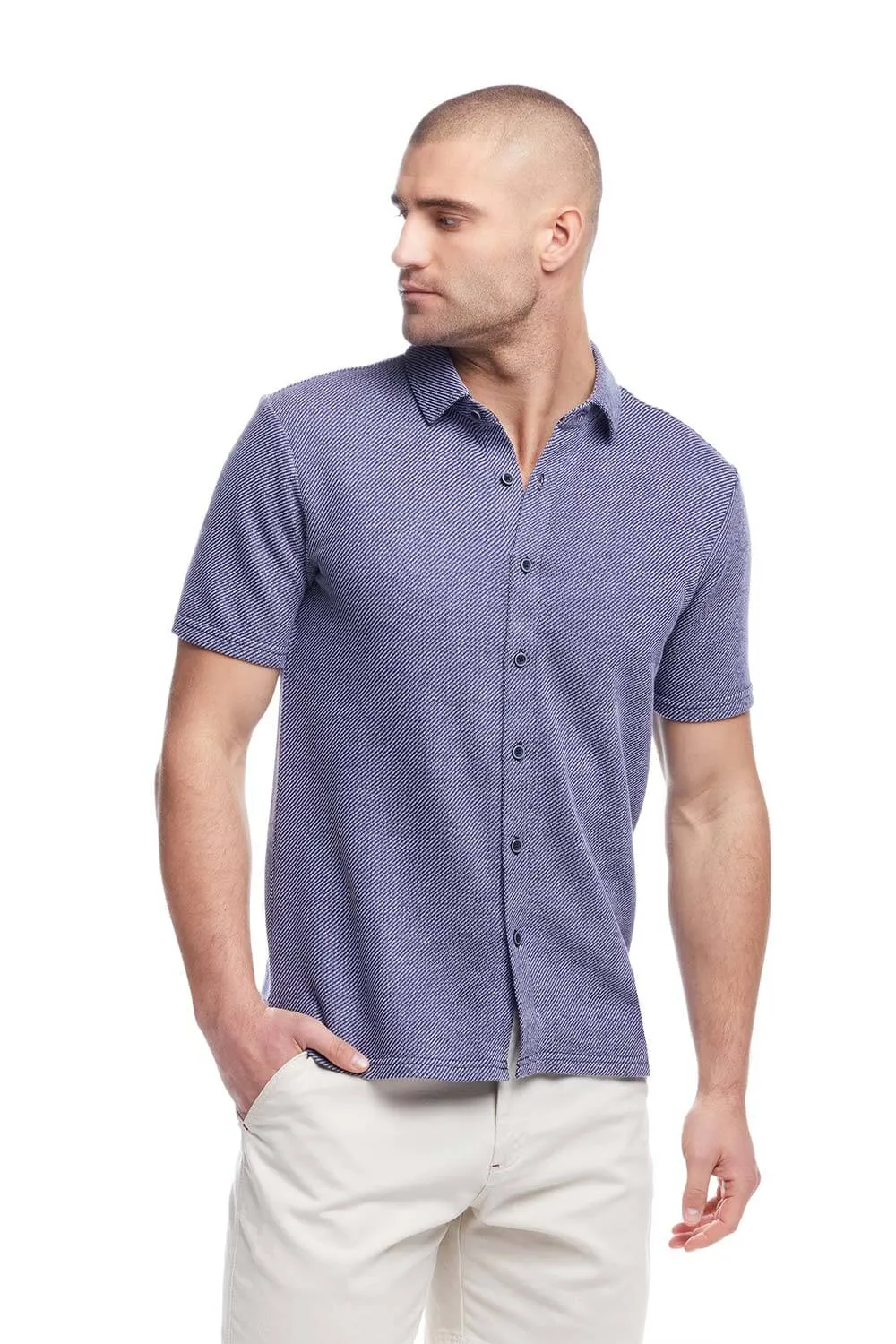 Weatherproof Vintage Twill Terry Knit Shirt for Men in Navy | S2531316GK-NAVAL ACADEMY sold by Glik’s