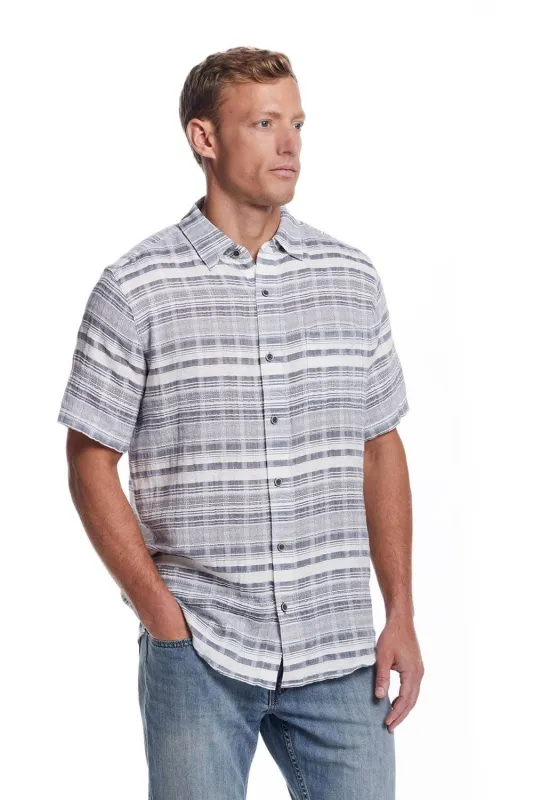 Weatherproof Vintage Horizontal Stripe Dobby Button Up Shirt for Men in Alloy Grey | S2584536GK-ALLOY sold by Glik’s