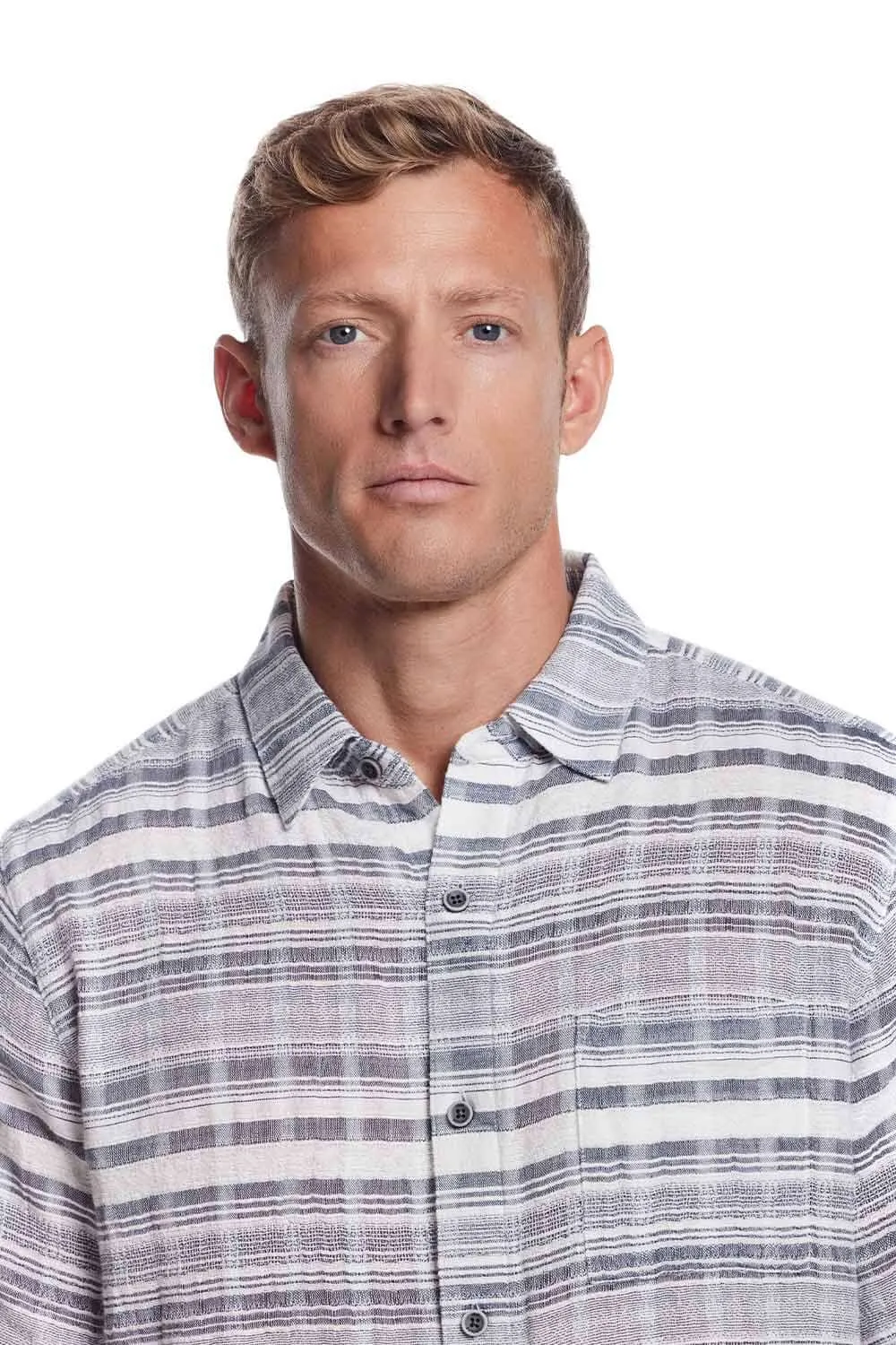 Weatherproof Vintage Horizontal Stripe Dobby Button Up Shirt for Men in Alloy Grey | S2584536GK-ALLOY sold by Glik’s product image thumbnail 4