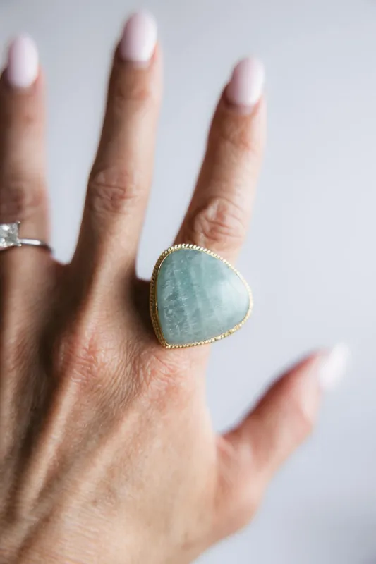 Amazonite Stone Gold Ring for Women | R40093 sold by Glik’s