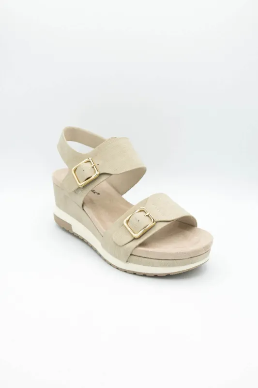 Pierre Dumas Lyra Wedge Sandals for Women in Nude | 22653-712 NUDE sold by Glik’s