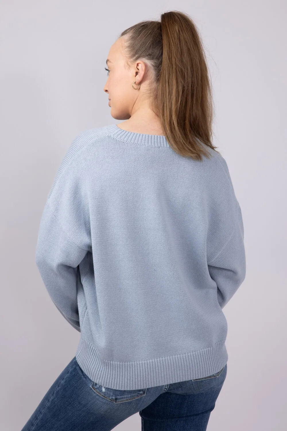 Bear Cherry Crewneck Sweater for Women in Light Blue | IWT5160-1-LTBLUE sold by Glik’s product image thumbnail 2