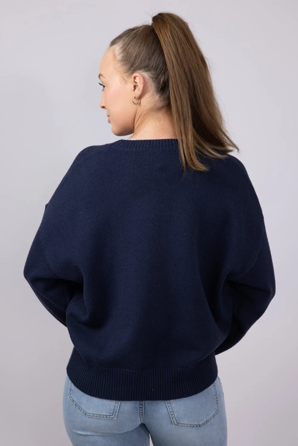 Bear Crewneck Sweater for Women in Navy | IWT5160-NAVY sold by Glik’s product image thumbnail 2