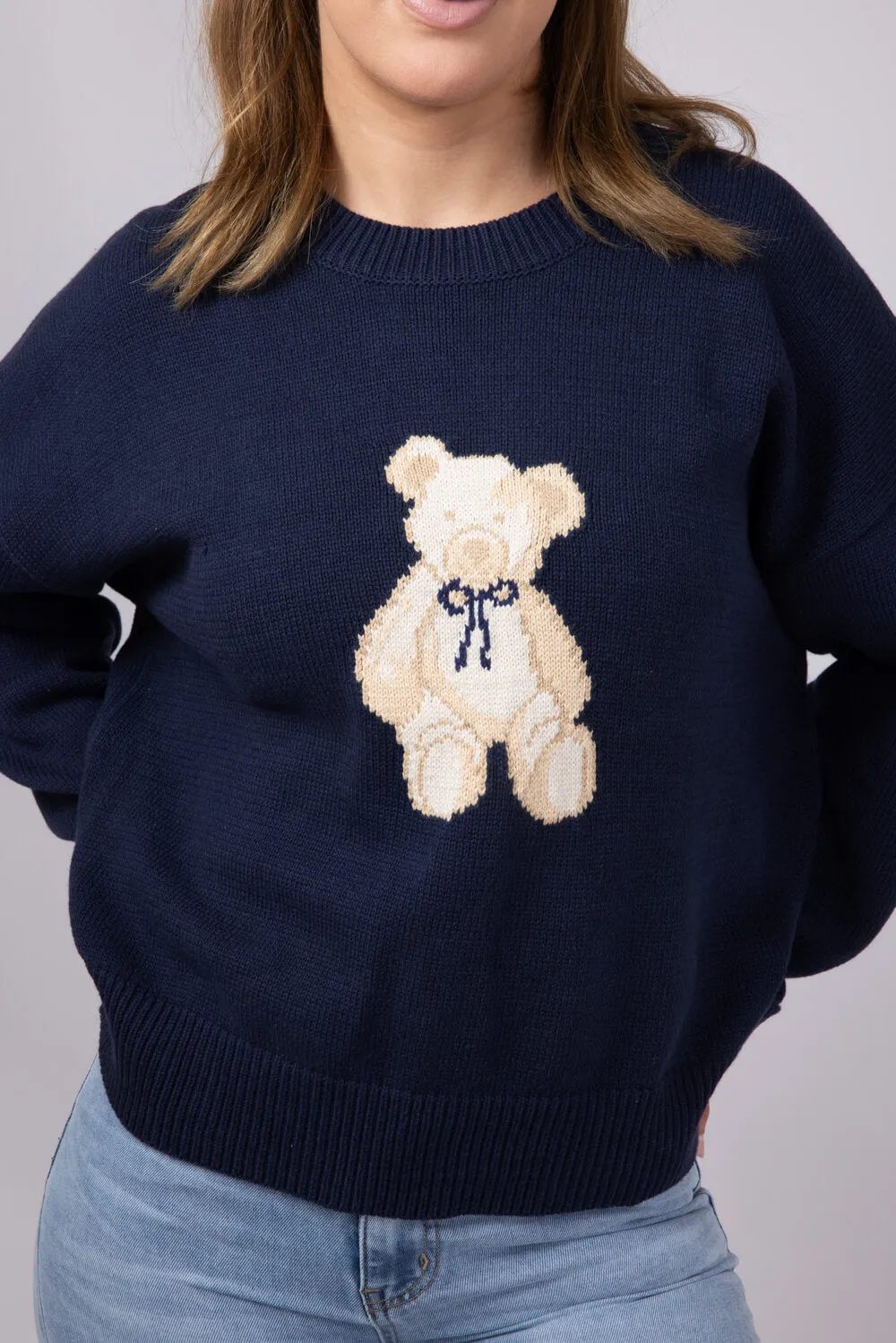 Bear Crewneck Sweater for Women in Navy | IWT5160-NAVY sold by Glik’s product image thumbnail 3
