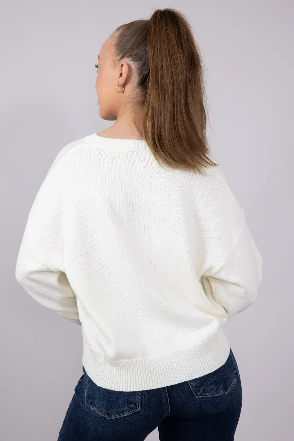 Bear Crewneck Sweater for Women in White | IWT5160-WHITE sold by Glik’s product image thumbnail 2