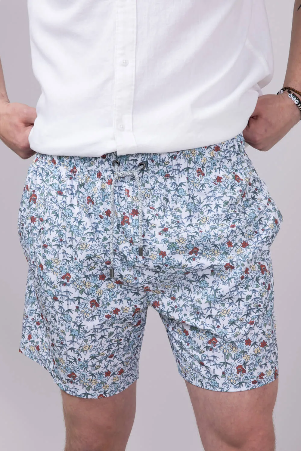 Vintage Summer Volley 6” Shorts for Men in Multi White | V70822-MULTI sold by Glik’s