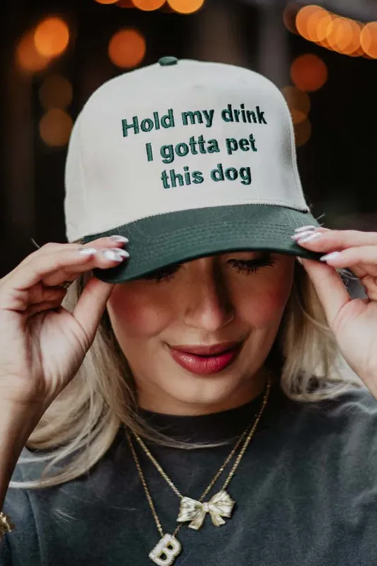 Hold My Drink Trucker Hat for Women in Dark Green/Tan | KDC-BC-520-DGN-TAN sold by Glik’s