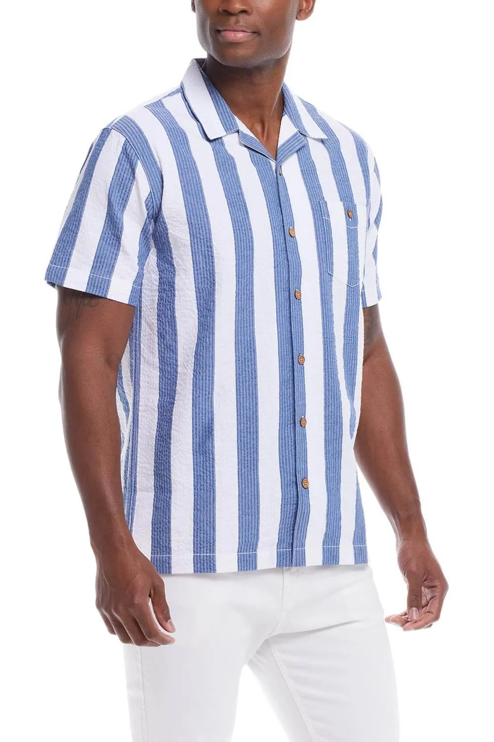 Weatherproof Vintage Dobby Button Up Shirt for Men in Vista Blue | S2584328GK-BRIGHTCOBALT sold by Glik’s