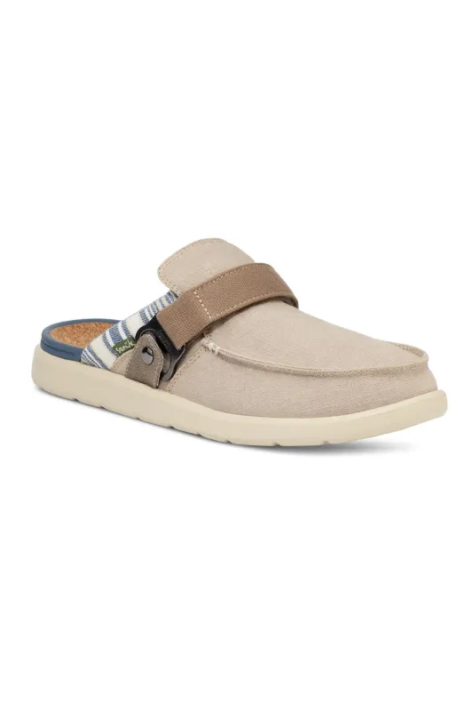 Sanuk Happy Hour Lite Resort Mules for Men in Taupe | 1169850-TAU made by Sanuk