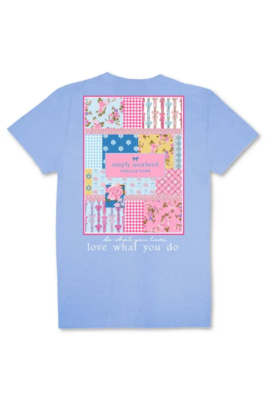 Simply Southern Plus Size Patch Work Logo T-Shirt for Women in Wave Blue | EXT-SS-PATCHLOGO-WAVE sold by Glik’s