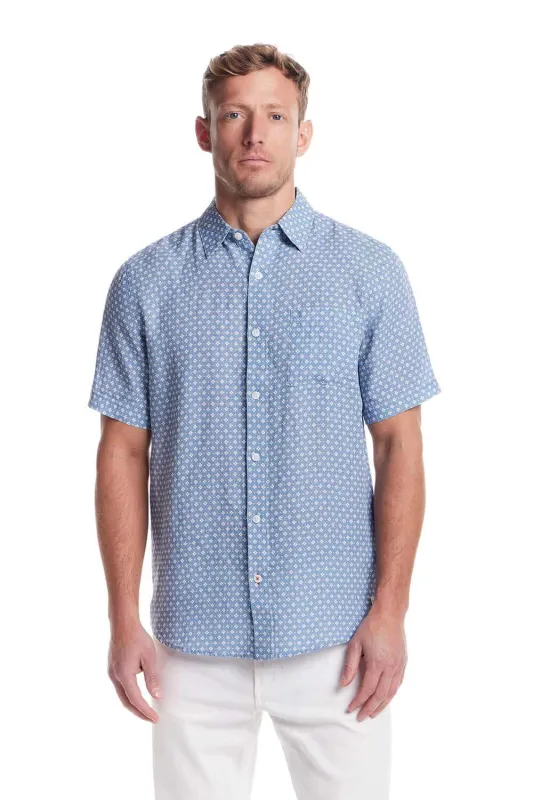 Weatherproof Vintage Cotton Linen Pattern Button Up Shirt for Men in Riverside Blue | S2584478GK-RIVERSIDE BLUE sold by Glik’s