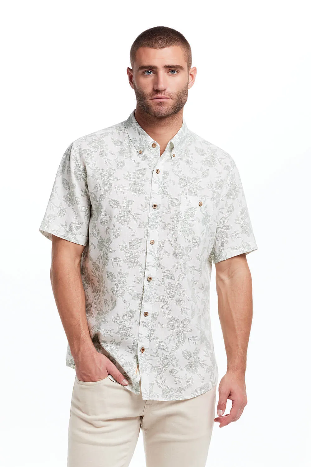 Weatherproof Vintage Cotton Linen Button Up Shirt for Men in Hedge Green | S2584299GK-HEDGE GRN sold by Glik’s product image thumbnail 2