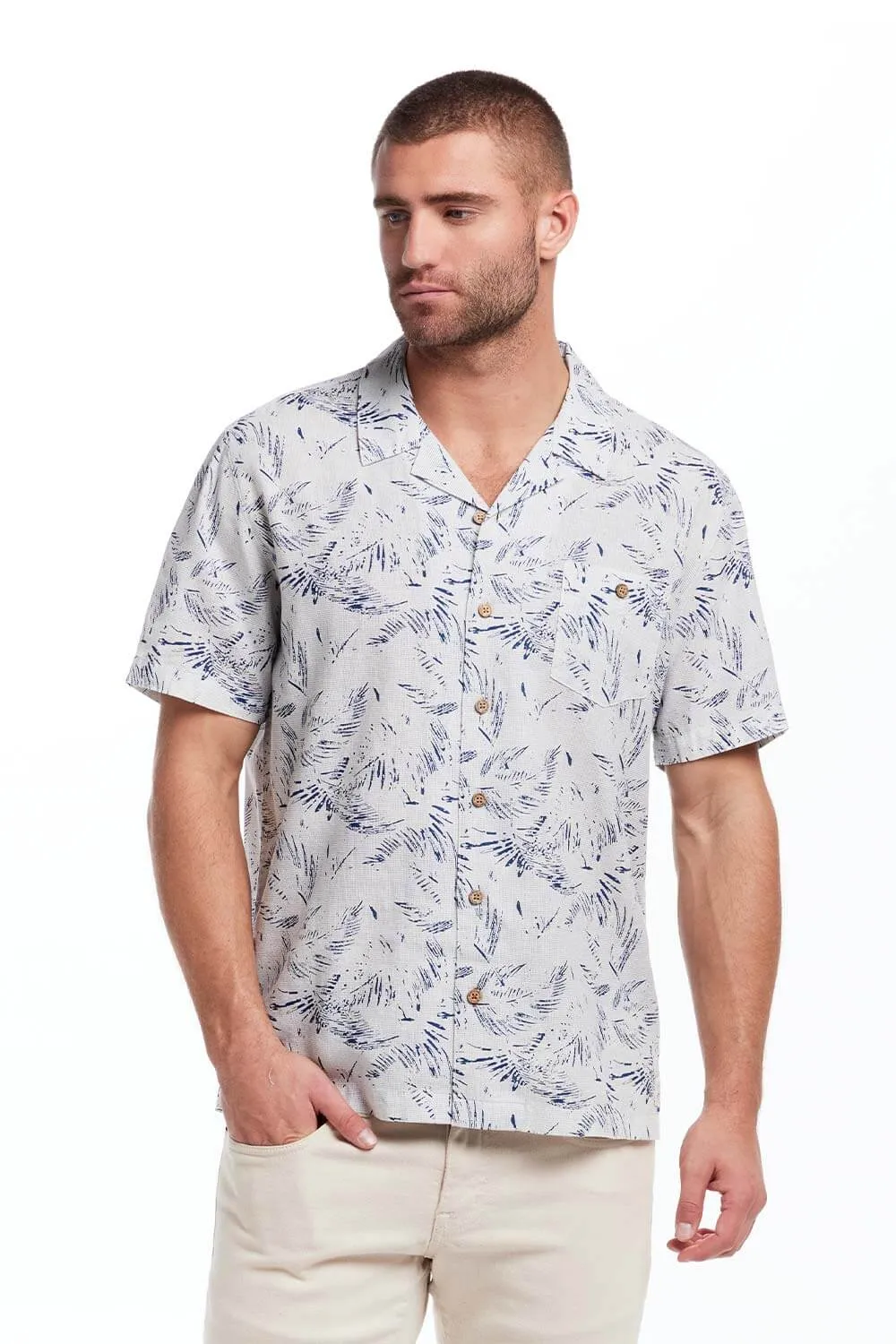 Weatherproof Vintage Cotton Linen Pattern Button Up Shirt for Men in Denim | S2584470GK-DENIM sold by Glik’s product image thumbnail 2