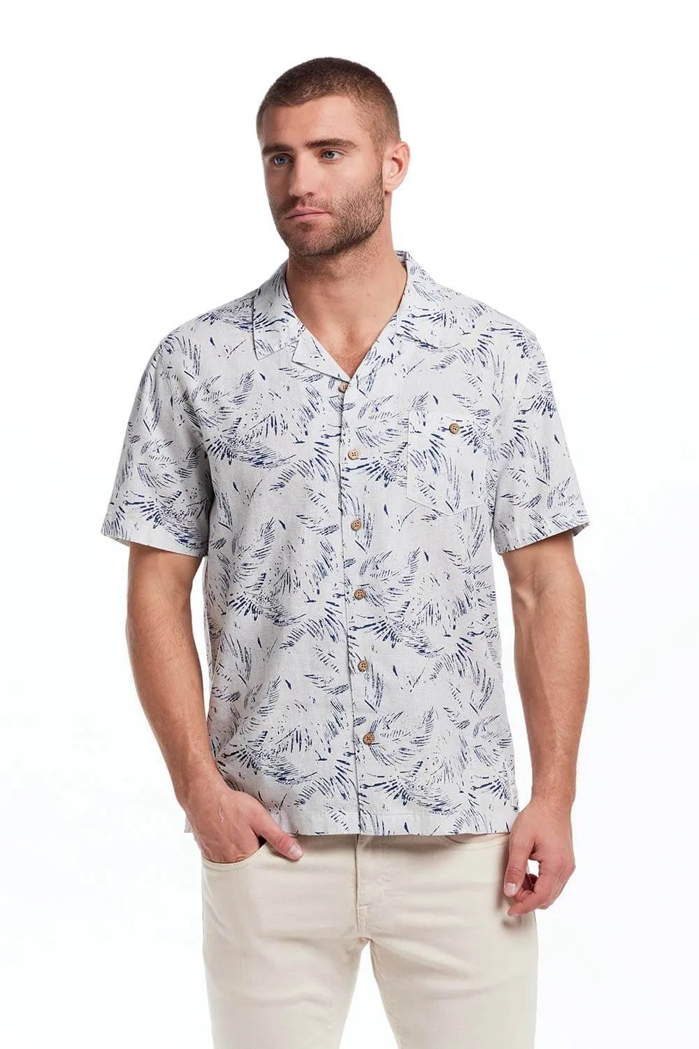 Weatherproof Vintage Cotton Linen Pattern Button Up Shirt for Men in Denim | S2584470GK-DENIM sold by Glik’s