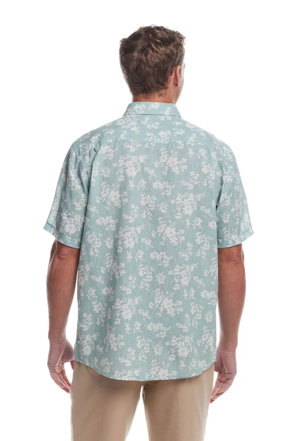 Weatherproof Vintage Cotton Linen Pattern Button Up Shirt for Men in Teal Mist | S2584299GK-TEAL MIST sold by Glik’s product image thumbnail 5