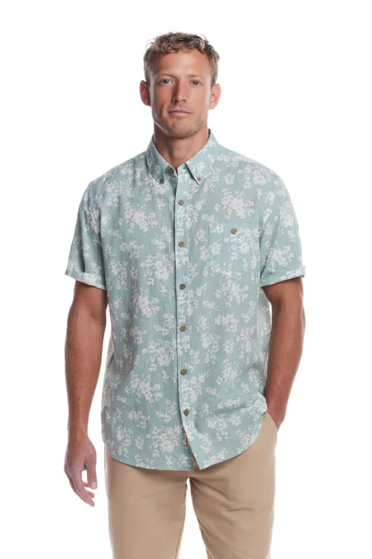 Weatherproof Vintage Cotton Linen Pattern Button Up Shirt for Men in Teal Mist | S2584299GK-TEAL MIST sold by Glik’s