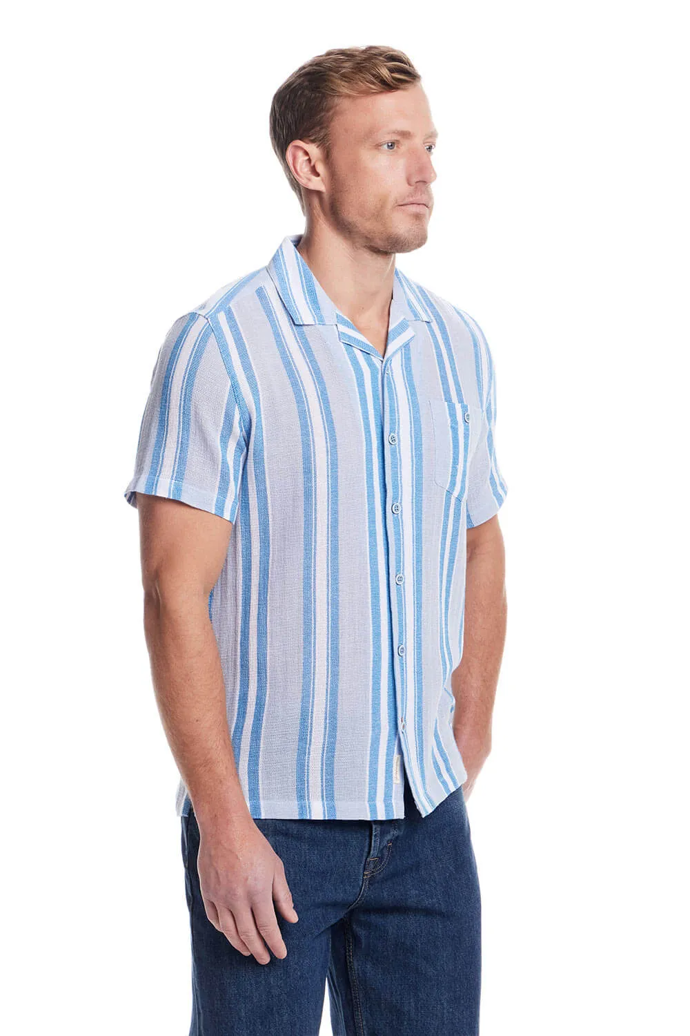 Weatherproof Vintage Waffle Strip Woven Shirt for Men in Blue | S2584575GK-PACIFIC COAST sold by Glik’s product image thumbnail 2