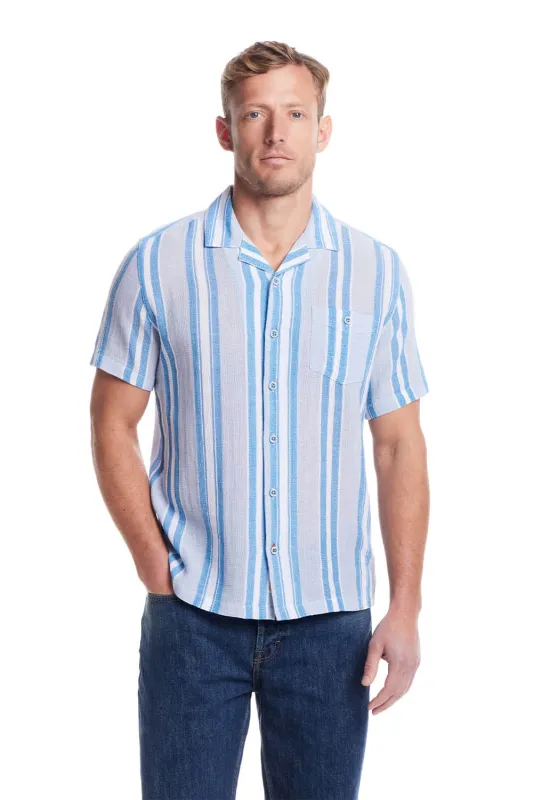 Weatherproof Vintage Waffle Strip Woven Shirt for Men in Blue | S2584575GK-PACIFIC COAST sold by Glik’s
