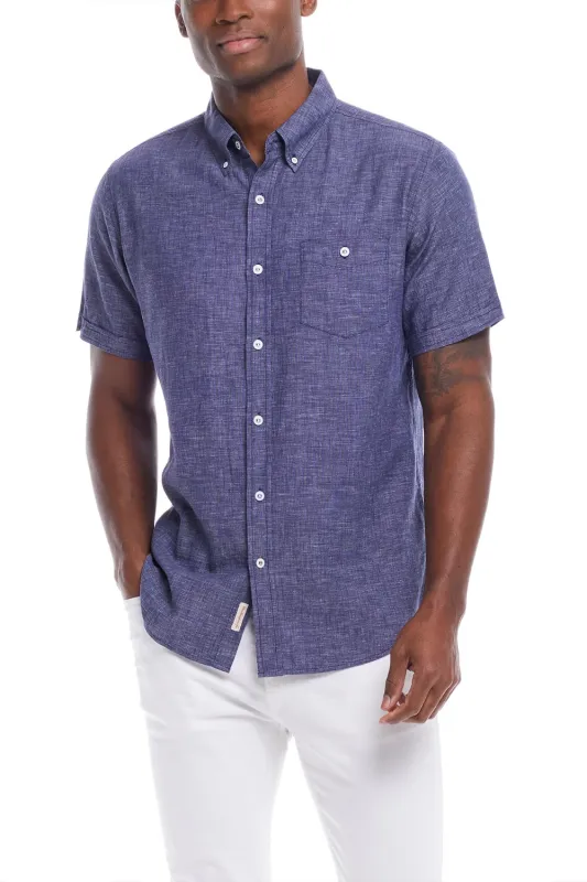 Weatherproof Vintage Cotton Linen Solid Button Up Shirt for Men in Naval Academy | S254612GK-NAVAL ACADEMY sold by Glik’s