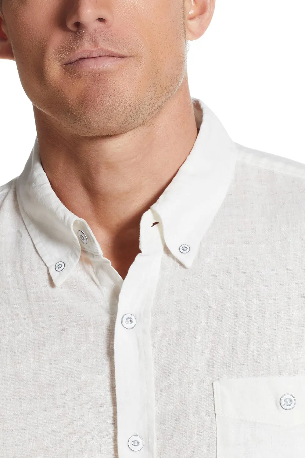 Weatherproof Vintage Cotton Linen Solid Button Up Shirt for Men in Bright White | S254612GK-BRIGHT WHITE sold by Glik’s product image thumbnail 2