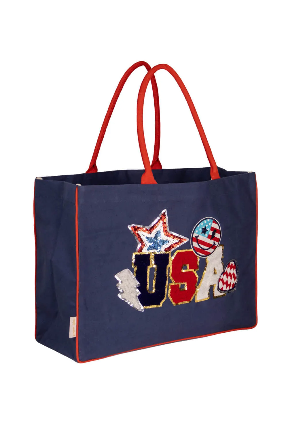 Simply Southern Everyday USA Patch Canvas Tote Bag in Navy | 0125-BAG-TOTE-EVRYDY-USA sold by Glik’s