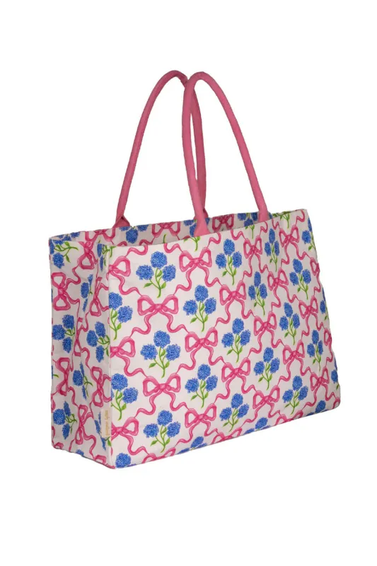 Simply Southern Seaside Canvas Tote Bag in Pink Ribbon | 0125-BAG-TOTE-SEASIDE-RBBN sold by Glik’s