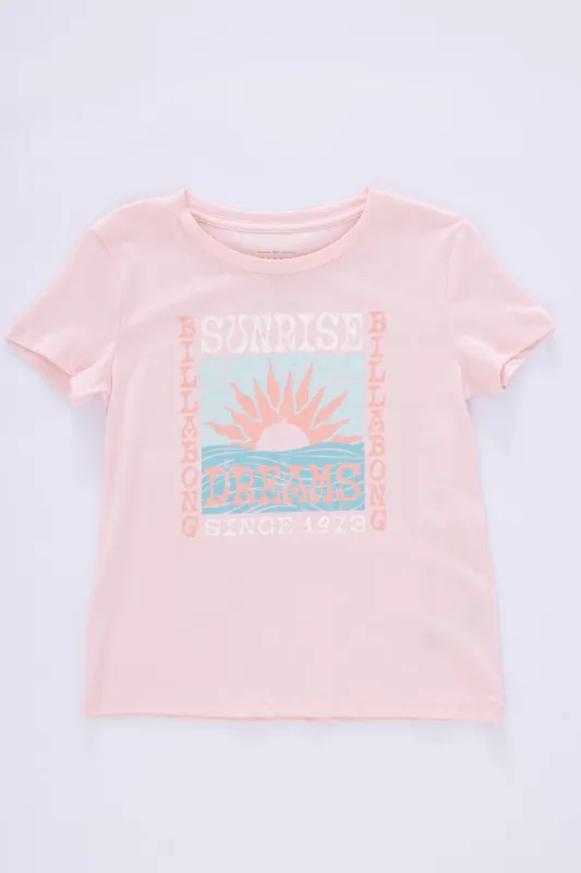 Billabong Youth Sunrise Dreams Boyfriend T-Shirt for Girls in Veiled Rose | 25BSSIA58S-674 sold by Glik’s