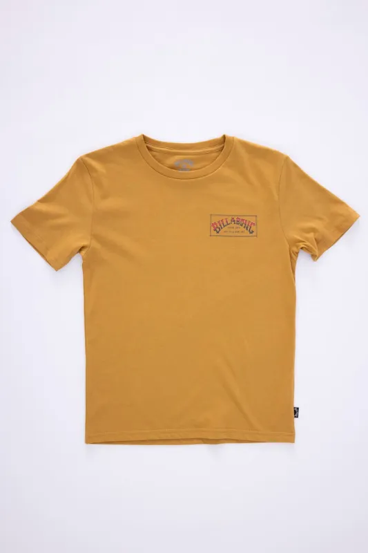 Billabong Youth Original Arch T-Shirt for Boys in Vintage Gold | 25BSSIA20F-732 sold by Glik’s