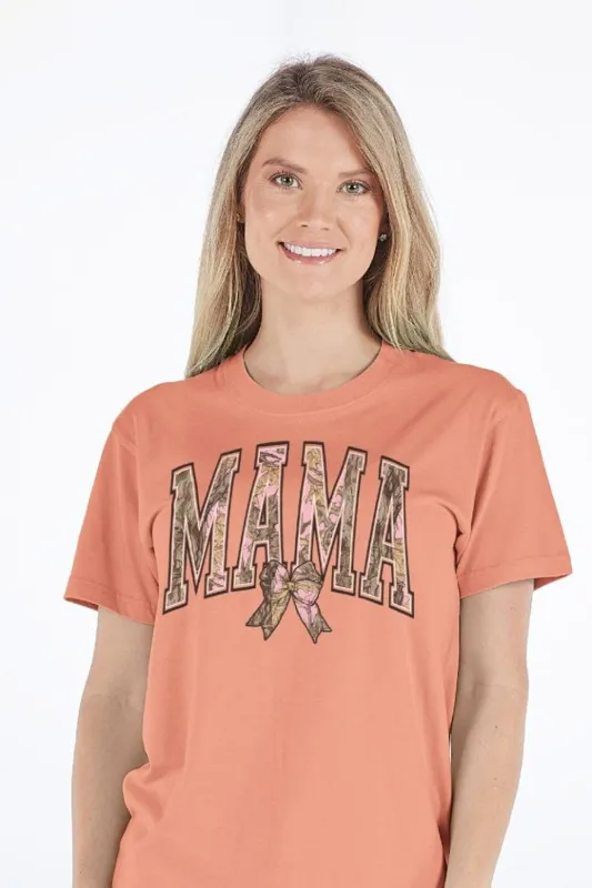 Simply Southern Camo Mama T-Shirt for Women in Peach | SS-CAMOMAMA-PEACH sold by Glik’s