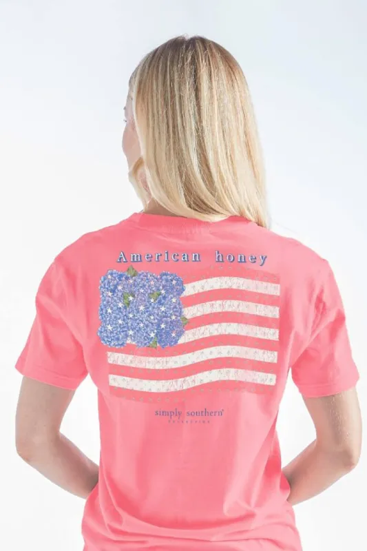 Simply Southern American Honey T-Shirt for Women in Pink | SS-AMERICANHNY-FNCYCNDY sold by Glik’s