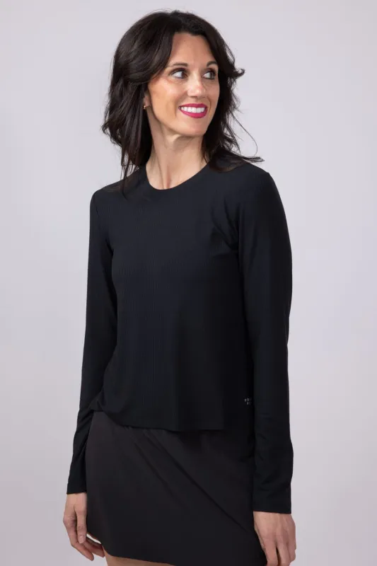 Free Fly Ribbed Bamboo Long Sleeve Shirt for Women in Black | WRIBLS-BLACK sold by Glik’s