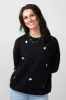 1897 Active Ghost Embroidered Sweatshirt for Women in Black | T836-BLACK sold by Glik’s