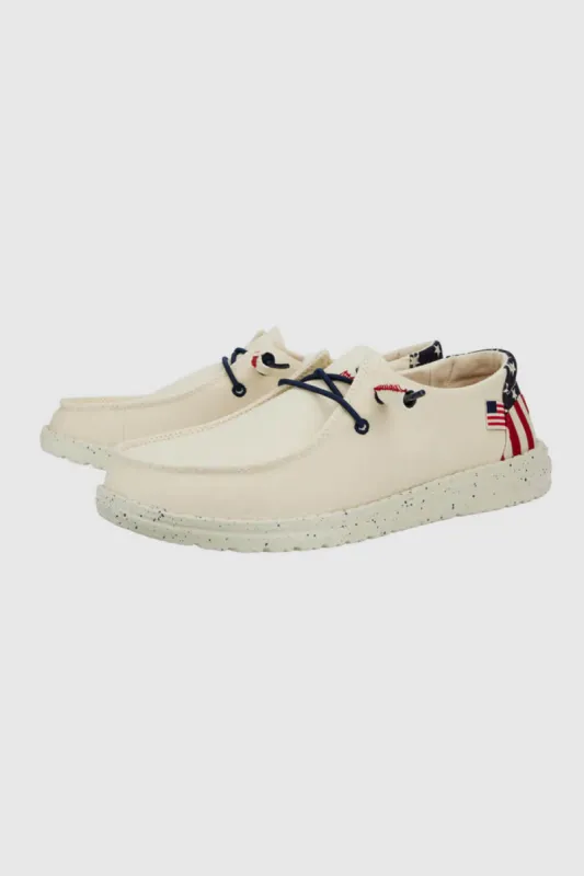 HEYDUDE Women’s Wendy Americana Print Shoes in Off White | 41096-1LB sold by Glik’s