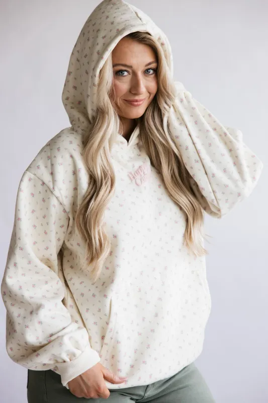 Happy Camp3r Vintage Flower Hoodie for Women in Cream | W304P24-16-CREAM sold by Glik’s