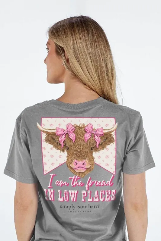 Simply Southern Friend In Low Places T-Shirt for Women in Heather Grey | SS-COW-HTHRGRY sold by Glik’s