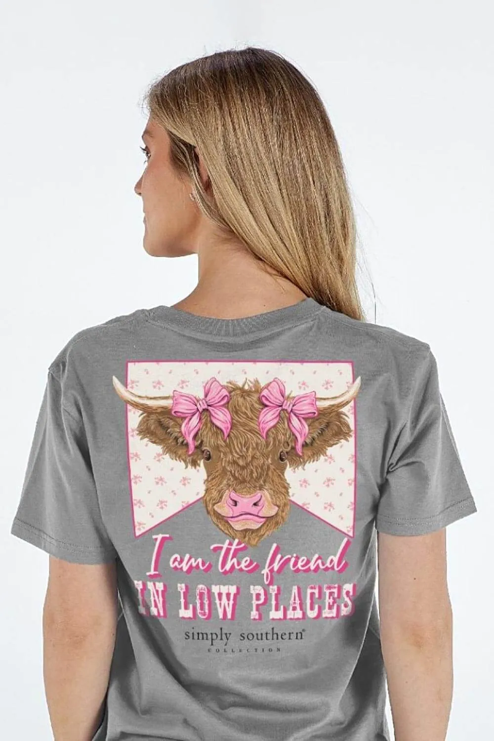 Simply Southern Friend In Low Places T-Shirt for Women in Heather Grey | SS-COW-HTHRGRY sold by Glik’s